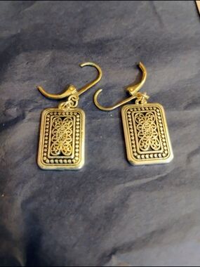 3 For $15 Silvertone Filigree Rectangle Drop Earrings - Women Jewelry